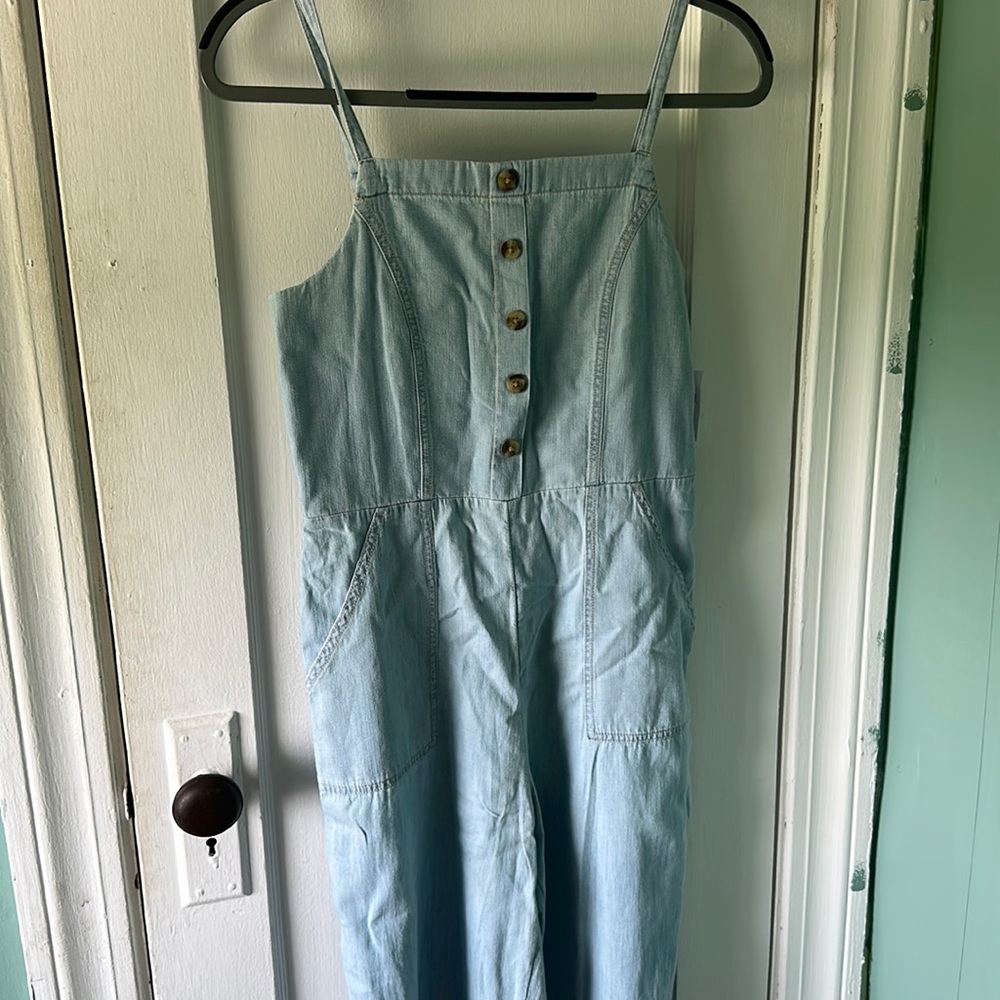 Denim jumper, spaghetti strap, buttons
